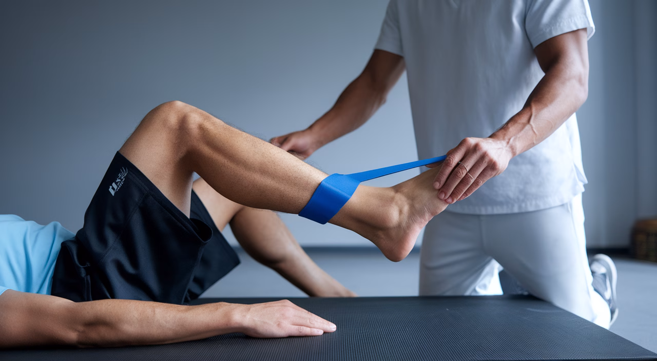Ankle strength training in action Ankle strength training