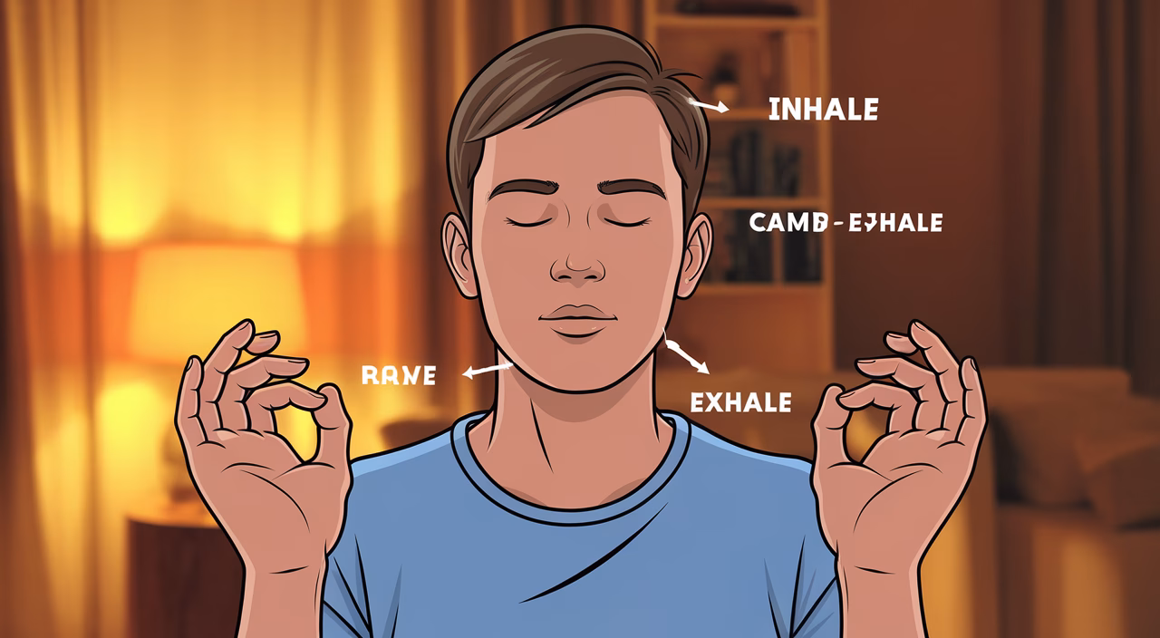 Step-by-step slow breathing technique Breathwork practice instructions