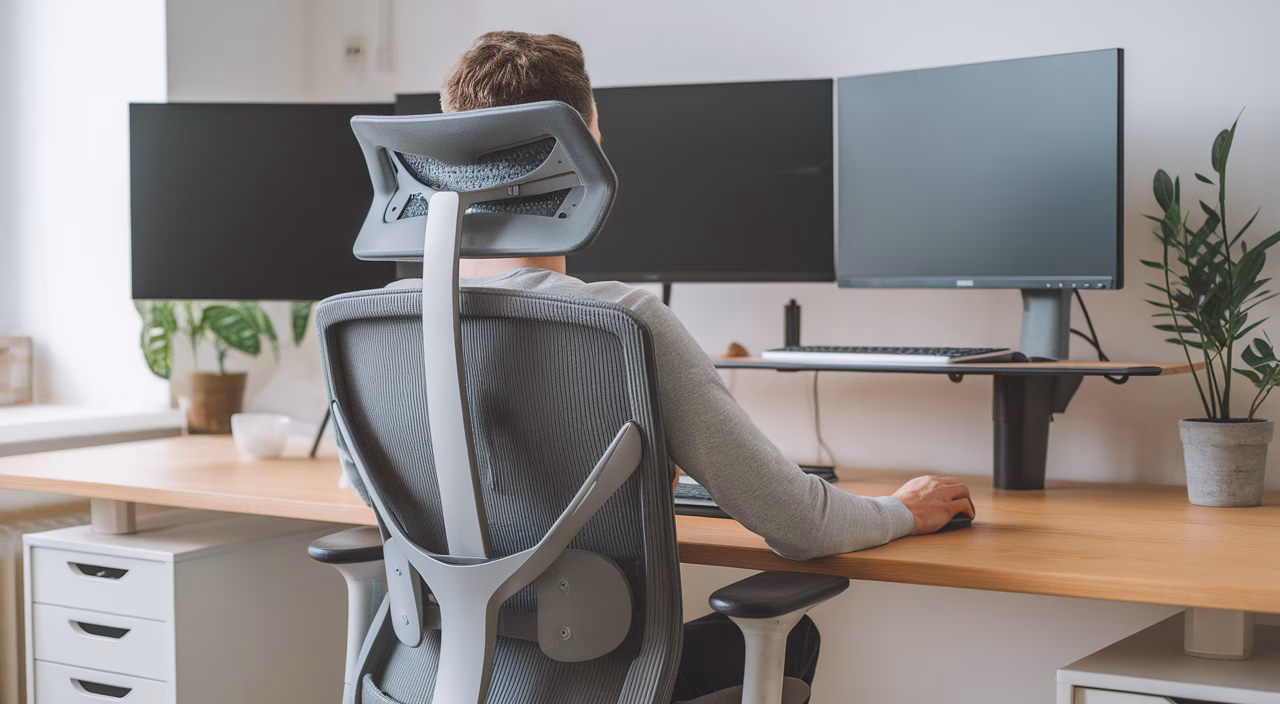 Ergonomic desk setup for posture desk setup for neck and posture