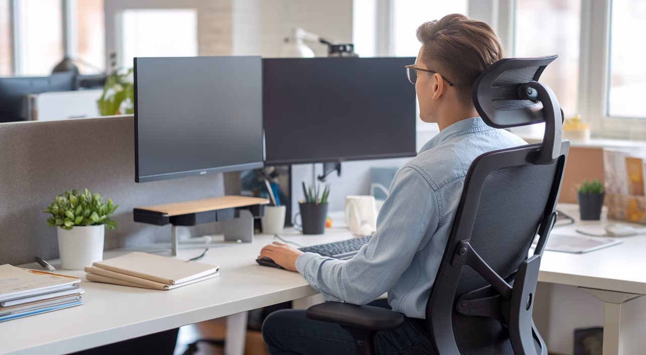 Correct desk posture to reduce neck strain Desk posture correction tips