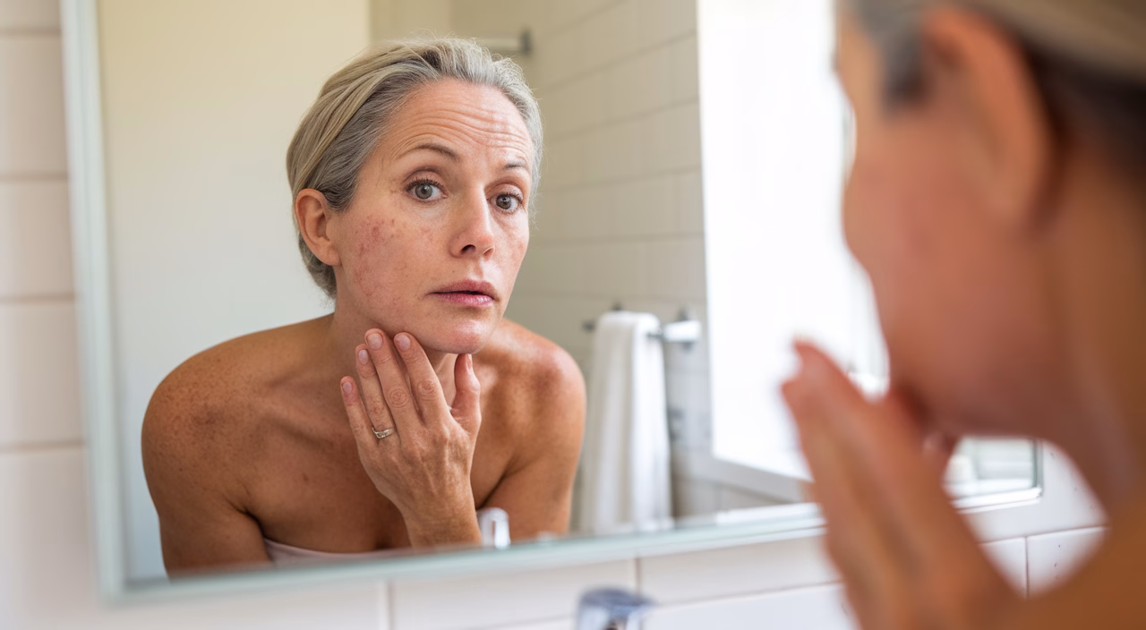 Hormonal acne and skin flare-ups Woman experiencing hormonal acne