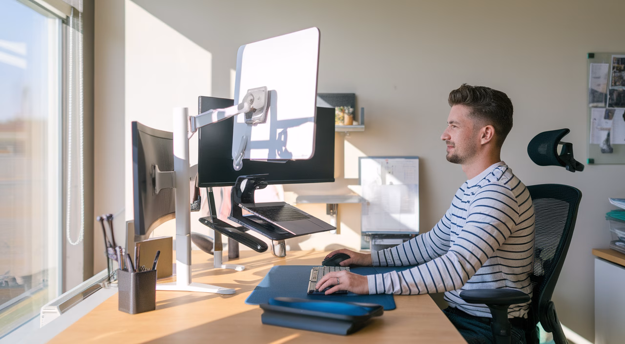 Ergonomic office setup for pain prevention ergonomic desk setup example