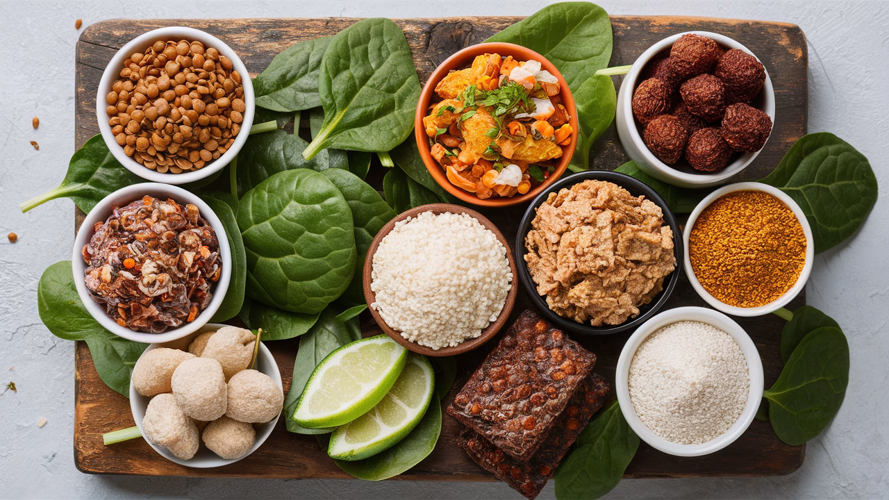 Plant foods high in iron and B12 nutrient-rich vegan foods