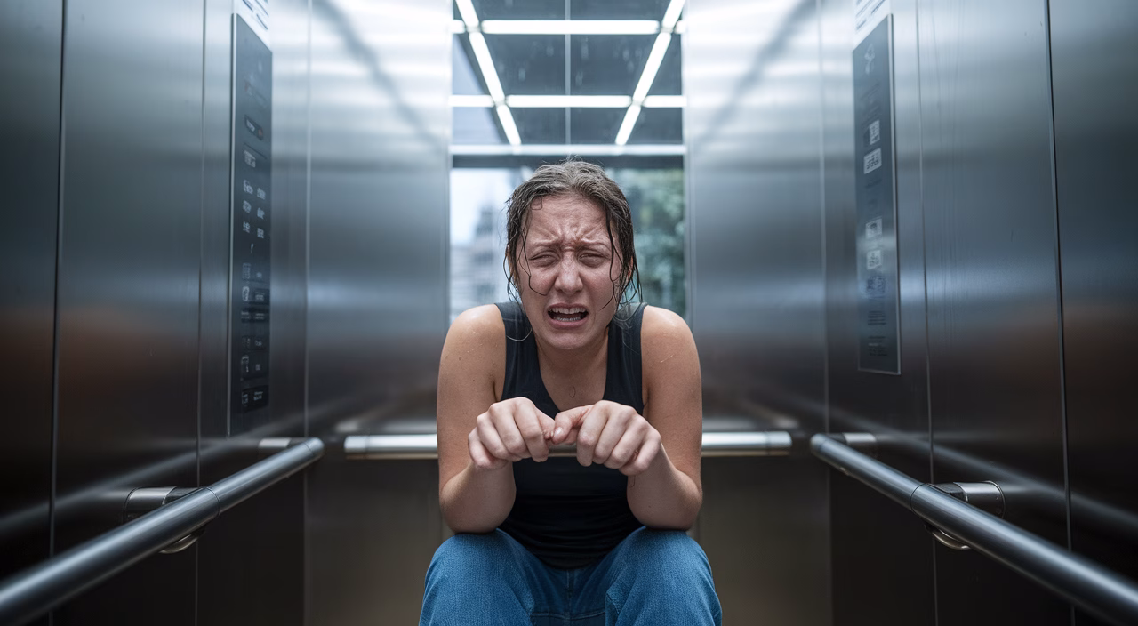 experiencing claustrophobia in enclosed space person feeling anxious in a small space