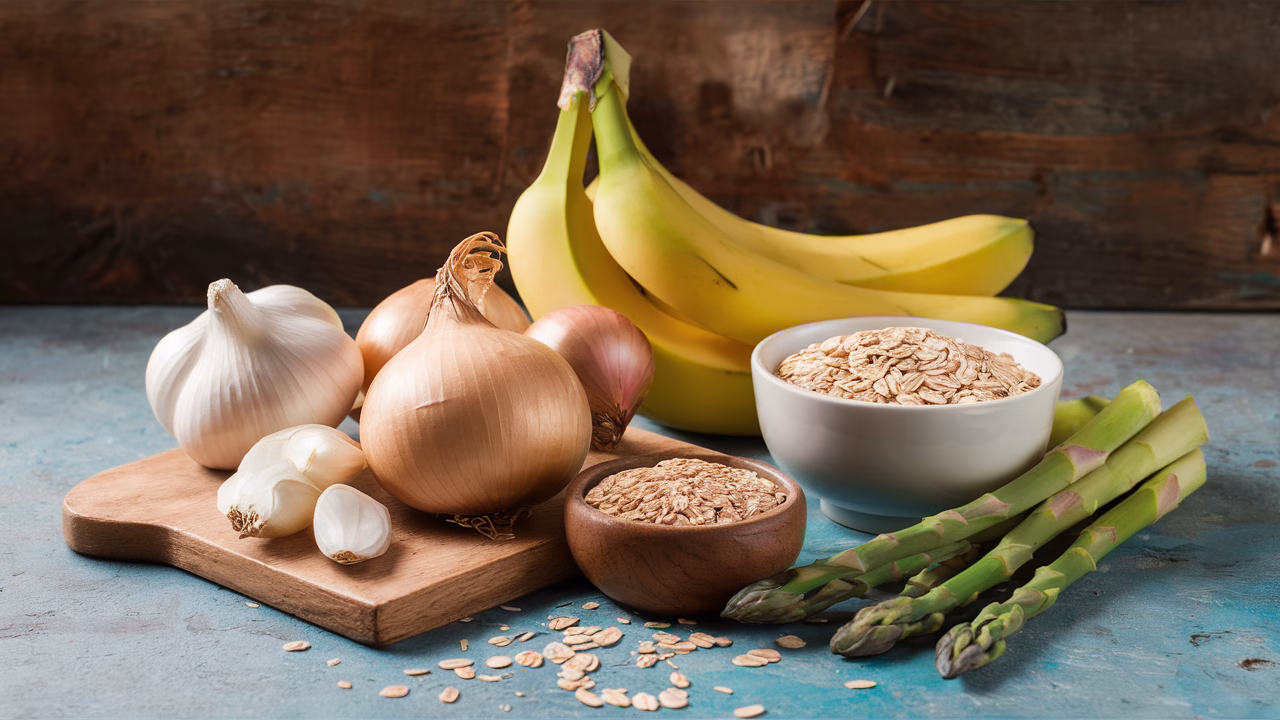 High-fiber prebiotic foods for gut health Prebiotic veggies like garlic, onion, and artichokes