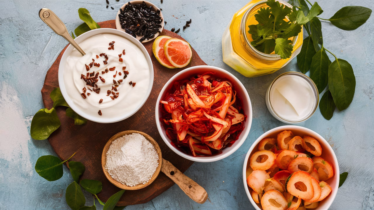 Best probiotic foods for gut health probiotic-rich foods on table