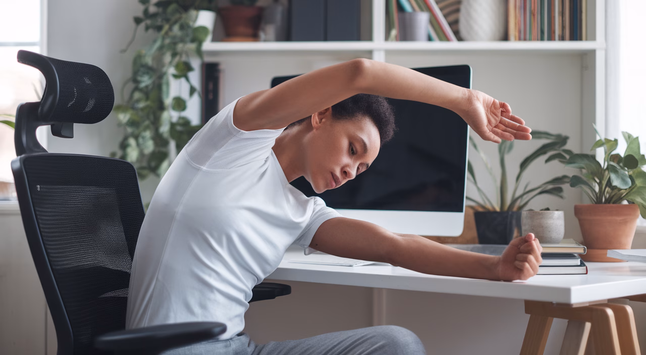 Shoulder stretches at desk Shoulder stretches at desk