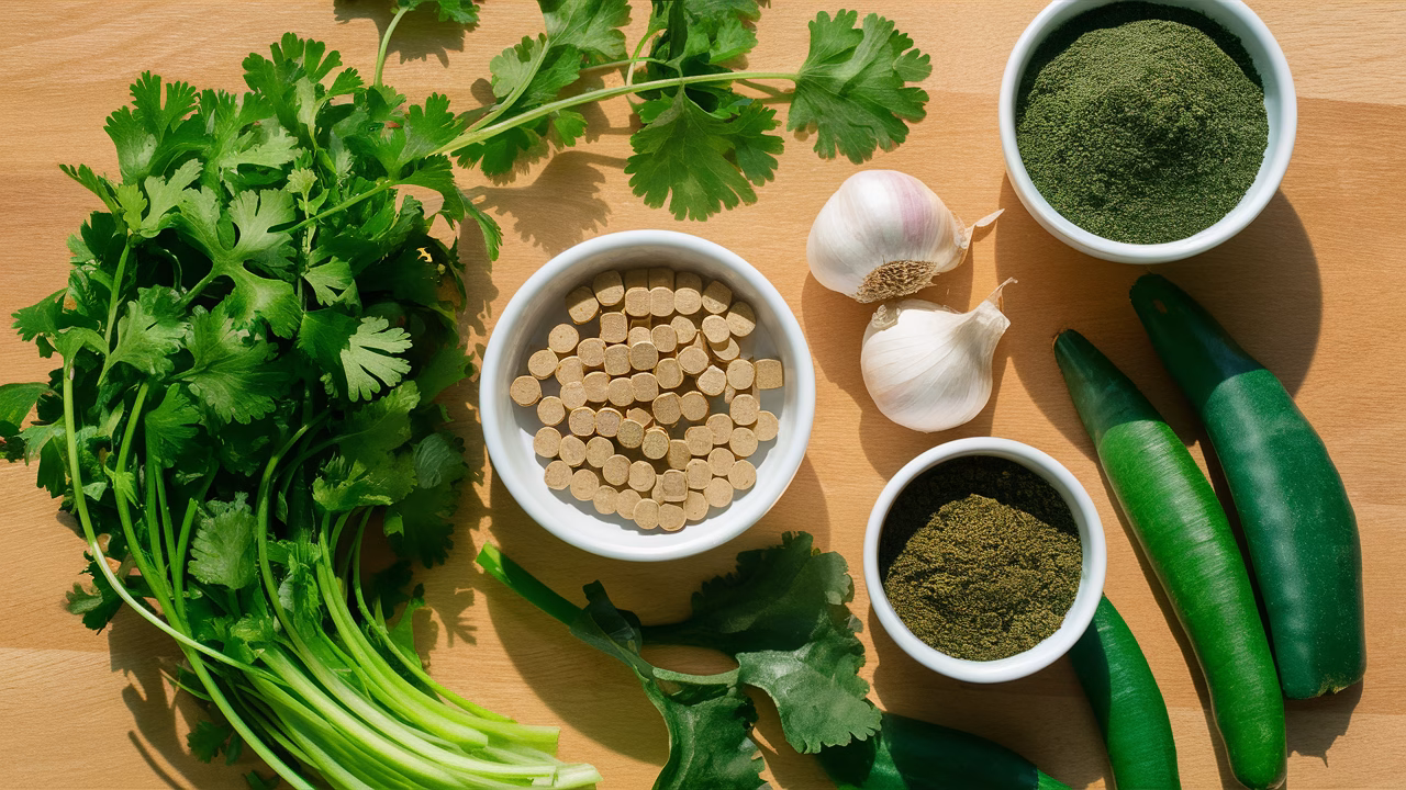 Top natural foods that detox the body Detoxifying green foods on table