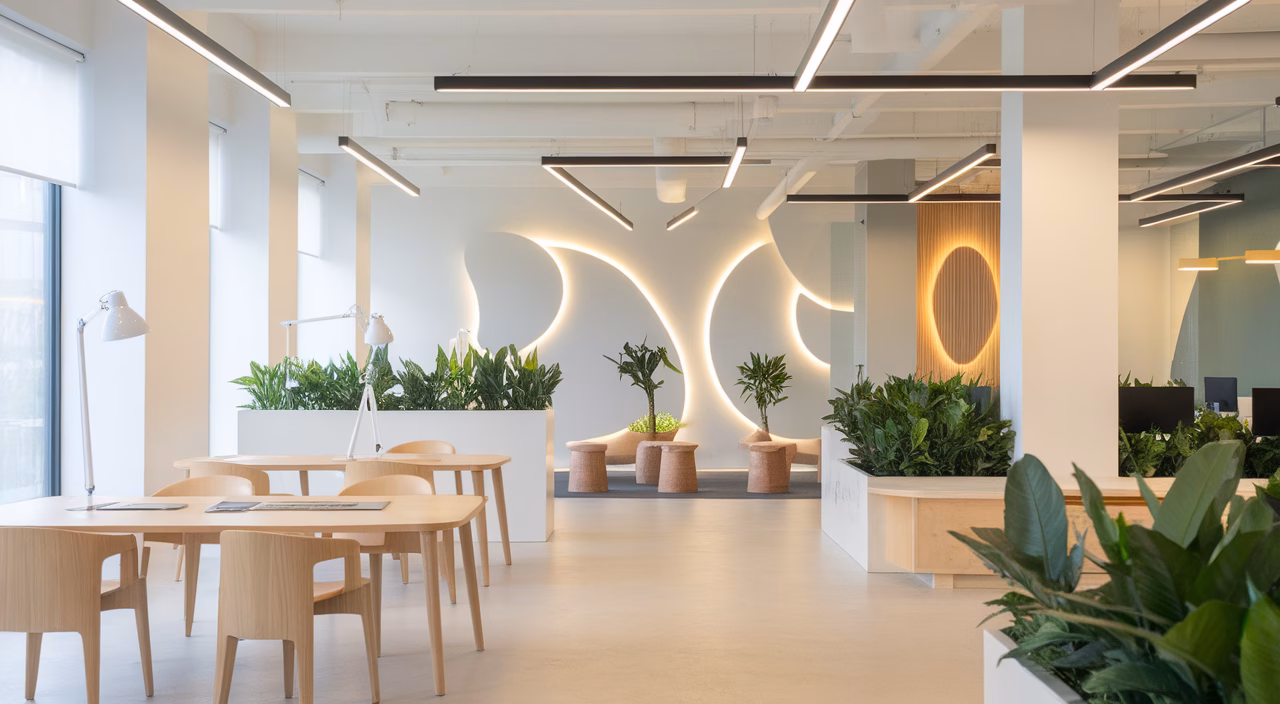 Wellness-based lighting plan Office with wellness lighting setup