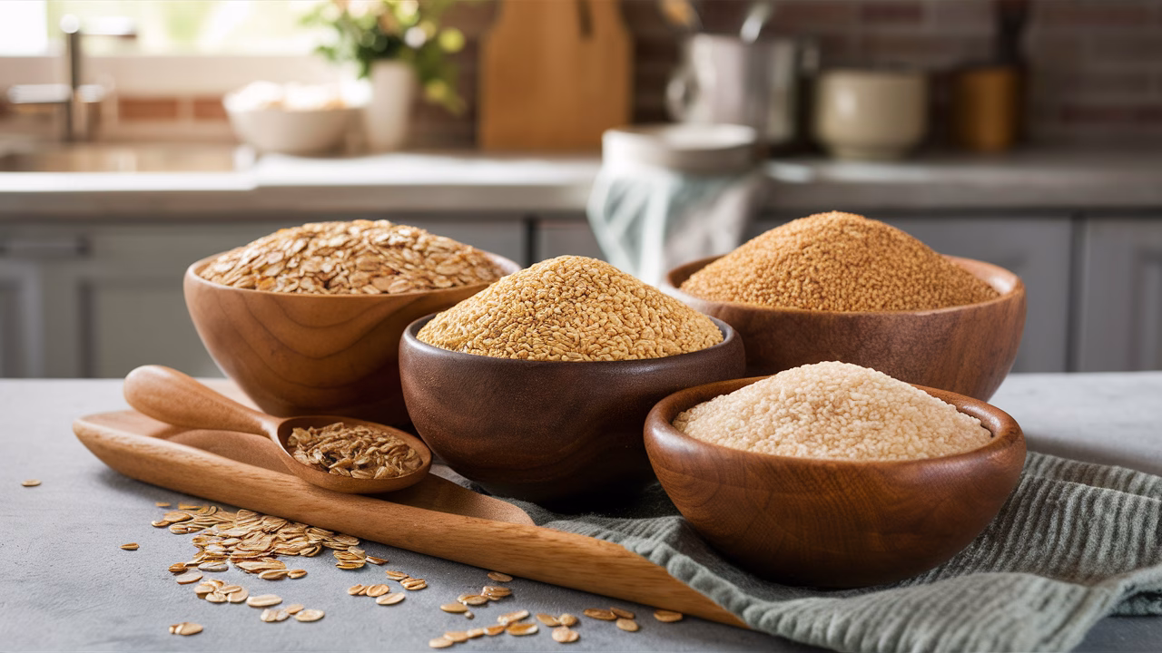 Whole grains for blood sugar control Whole grains on table